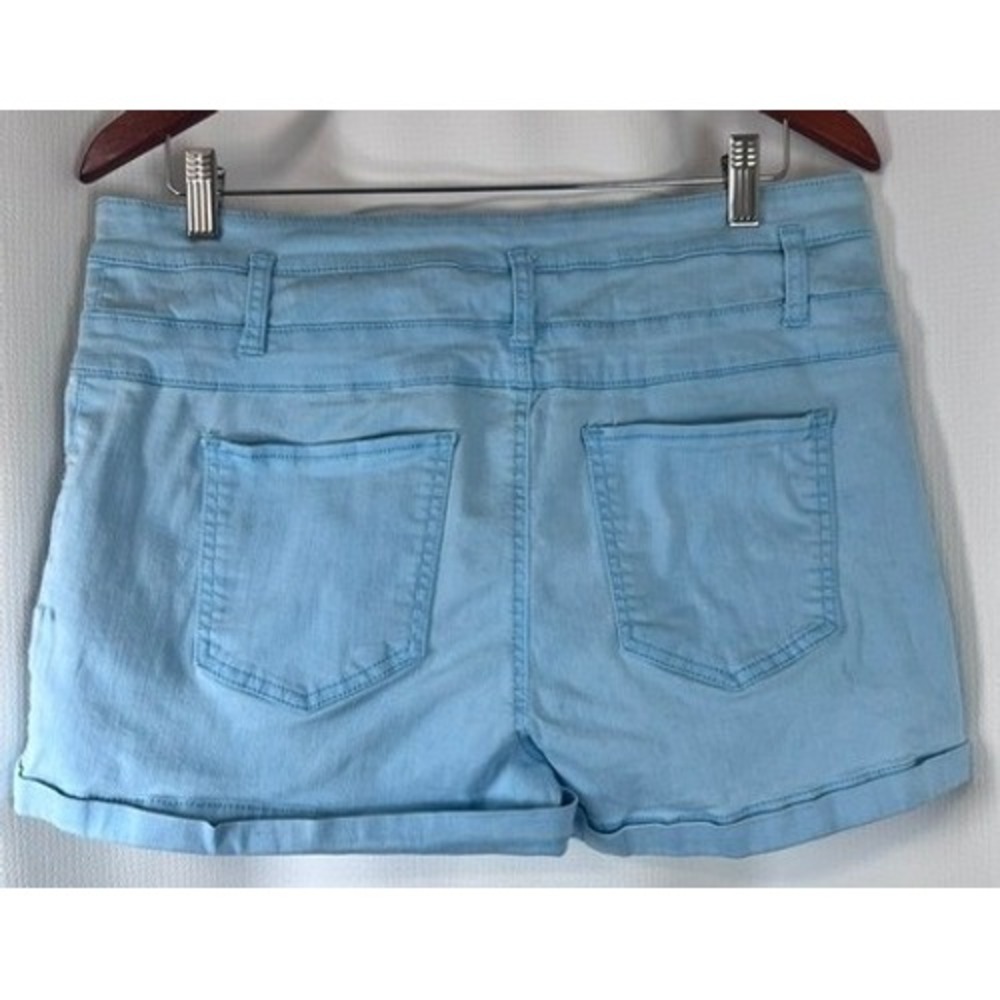 Sapphire Ink Women 17 Light Wash Denim Shorts High Waisted Cuffed Stretch EUC - Picture 2 of 6